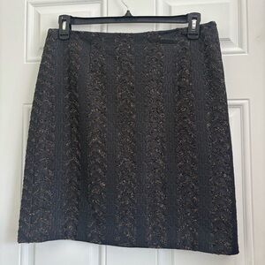 Per se Elegant Black Virgin Wool Blend Textured Pencil Skirt, Size 10